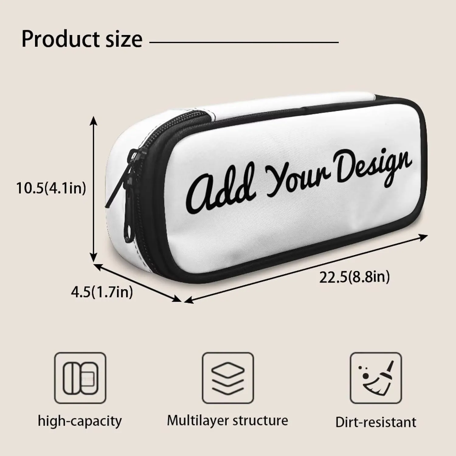 Custom Pencil Pouch for Men Add Your Picture Name Personalized Pencil Case for Men High Capacity Office Stationery Organizer for Travel Outdoor