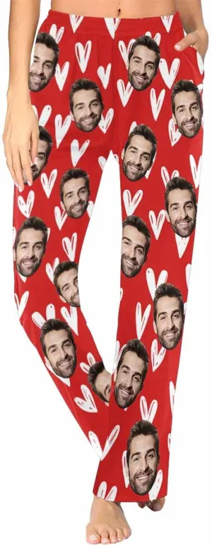 Custom Women's Face Photo Sleepwear Pants,Casual Pajama Pants Pajama Bottom Trousers for Wife Mom