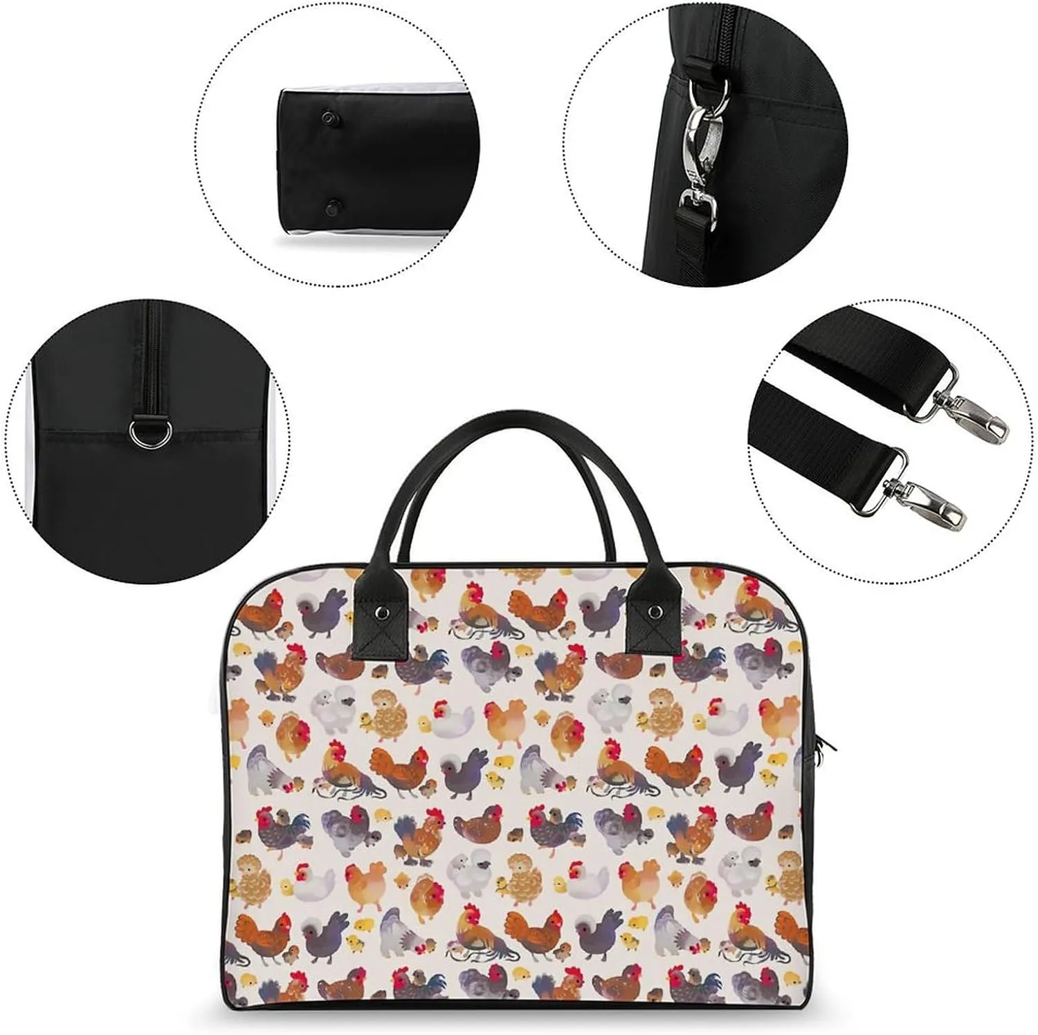 Cute Cats Head Fashionable Large Capacity Travel Handbag Unisex