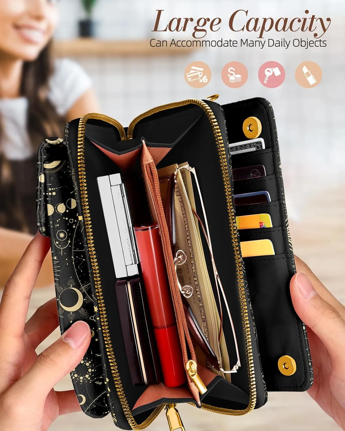 Cute Crossbody Purse Cell Phone Bags for Women - Leather Cellphone Wallet Purse with Adjustable Shoulder Rope