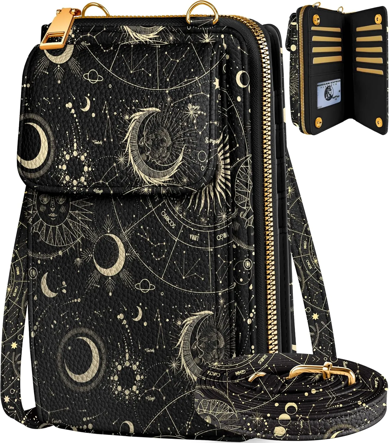 Cute Crossbody Purse Cell Phone Bags for Women - Leather Cellphone Wallet Purse with Adjustable Shoulder Rope