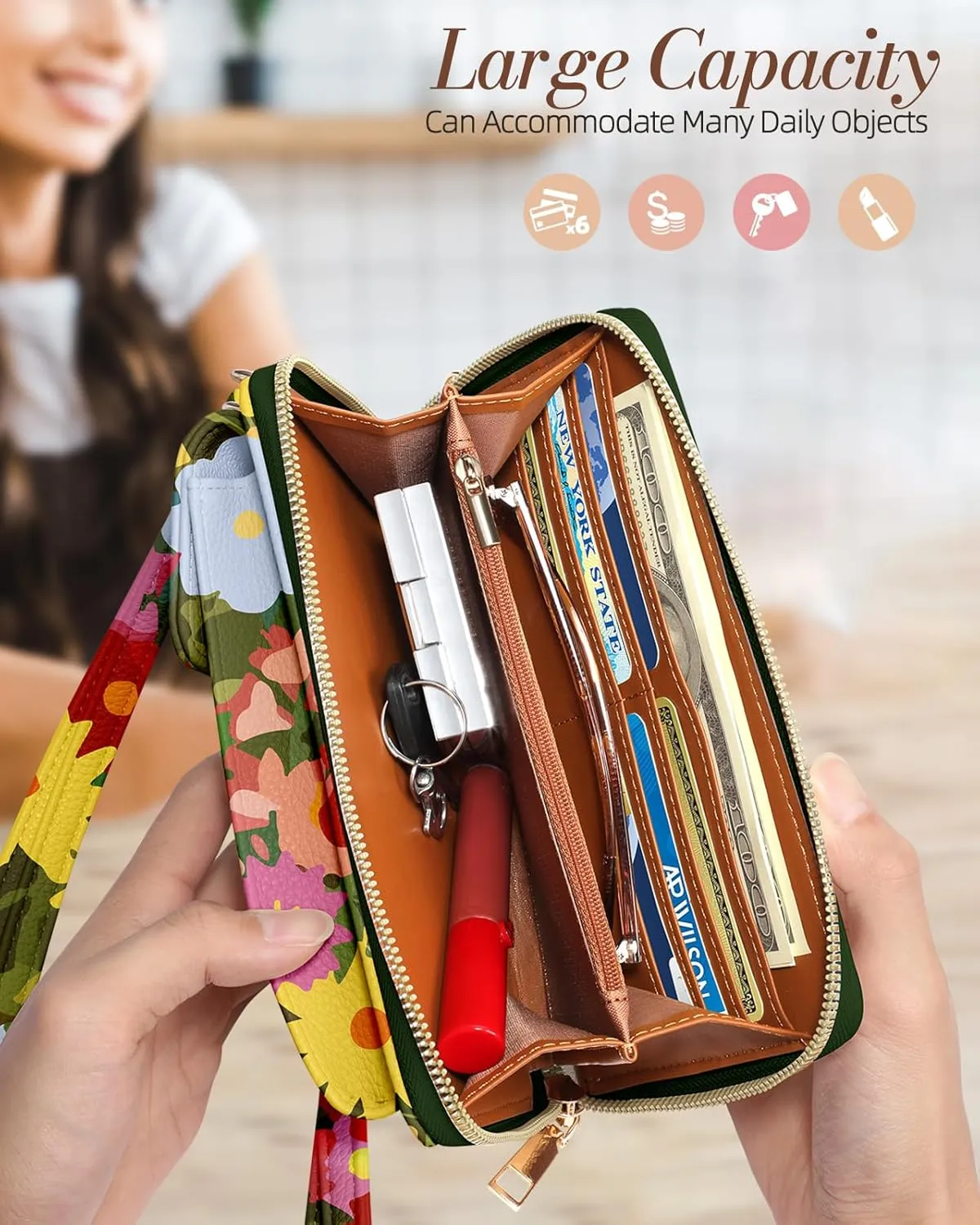 Cute Crossbody Purse Cell Phone Bags for Women - Leather Cellphone Wallet Purse with Handle Rope and Adjustable Shoulder Rope