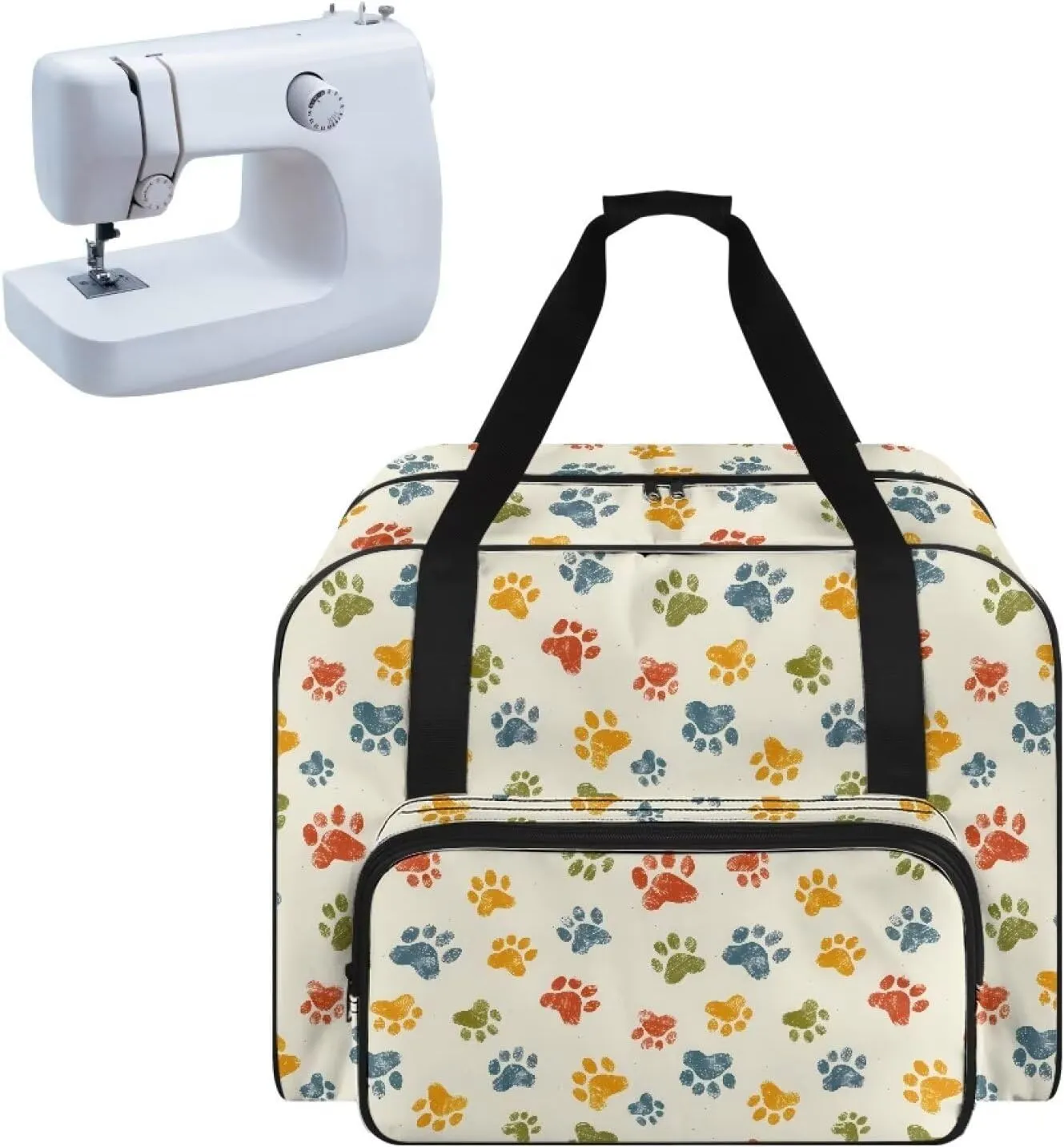Cute Dog Paw Sewing Machine Carrying Case, Universal Tote Travel Bag Compatible with Most Standard Machines