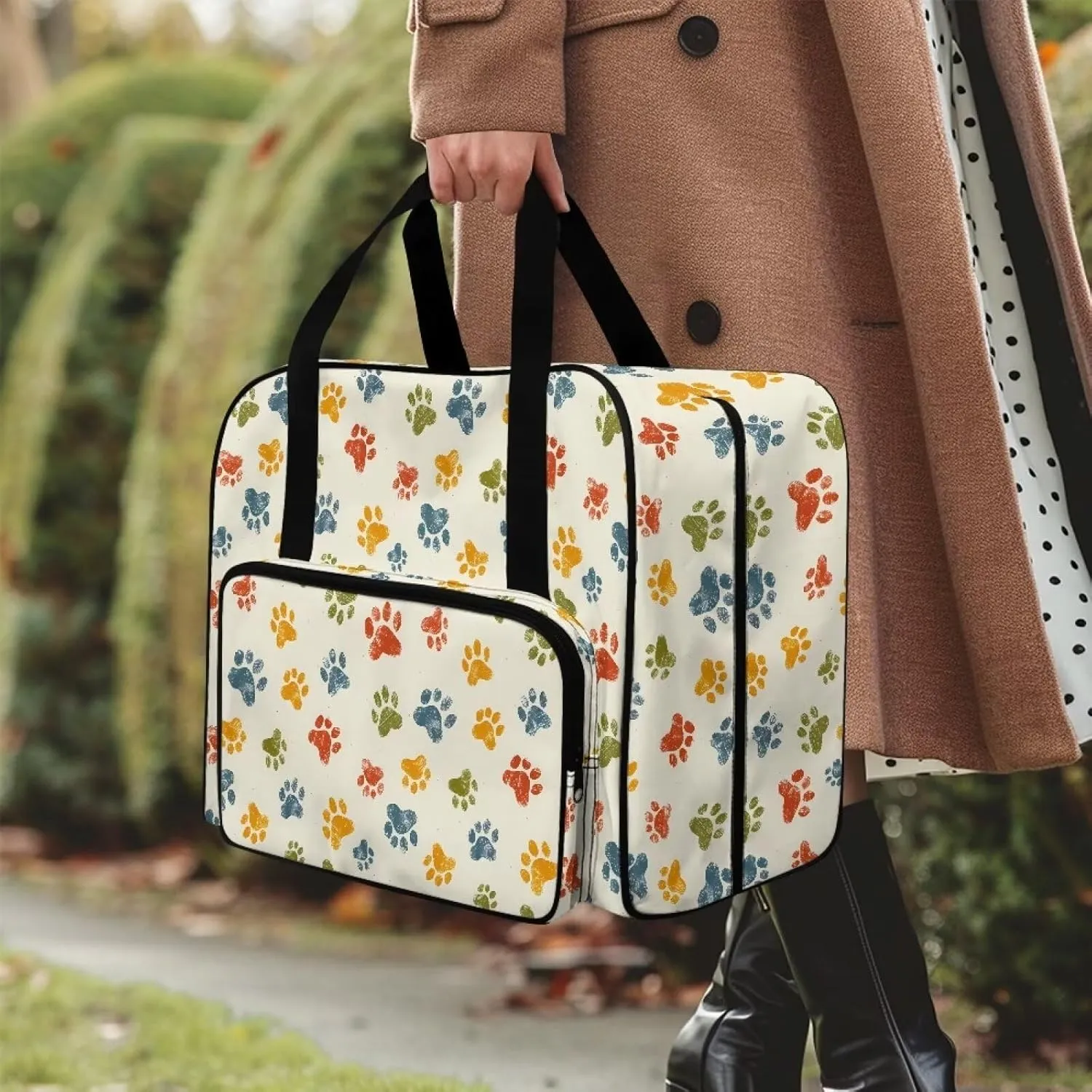 Cute Dog Paw Sewing Machine Carrying Case, Universal Tote Travel Bag Compatible with Most Standard Machines