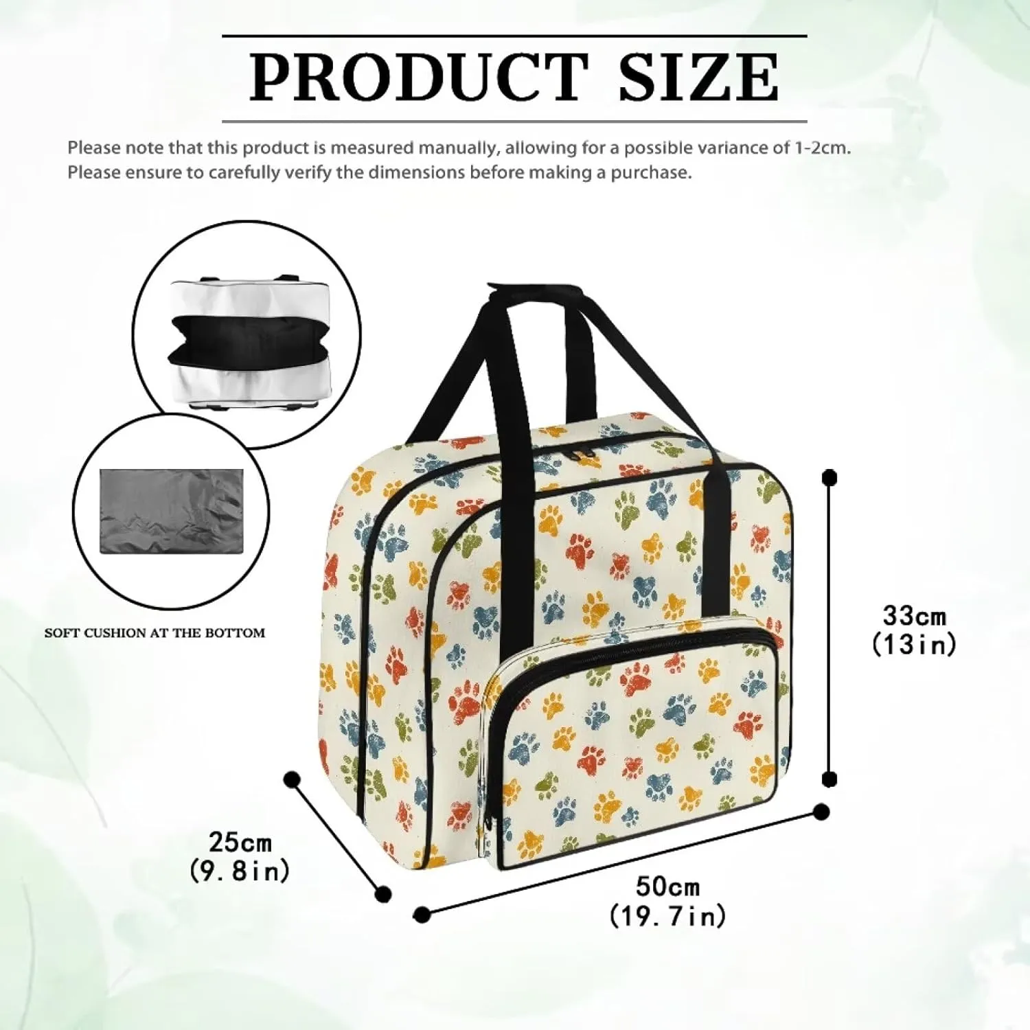 Cute Dog Paw Sewing Machine Carrying Case, Universal Tote Travel Bag Compatible with Most Standard Machines