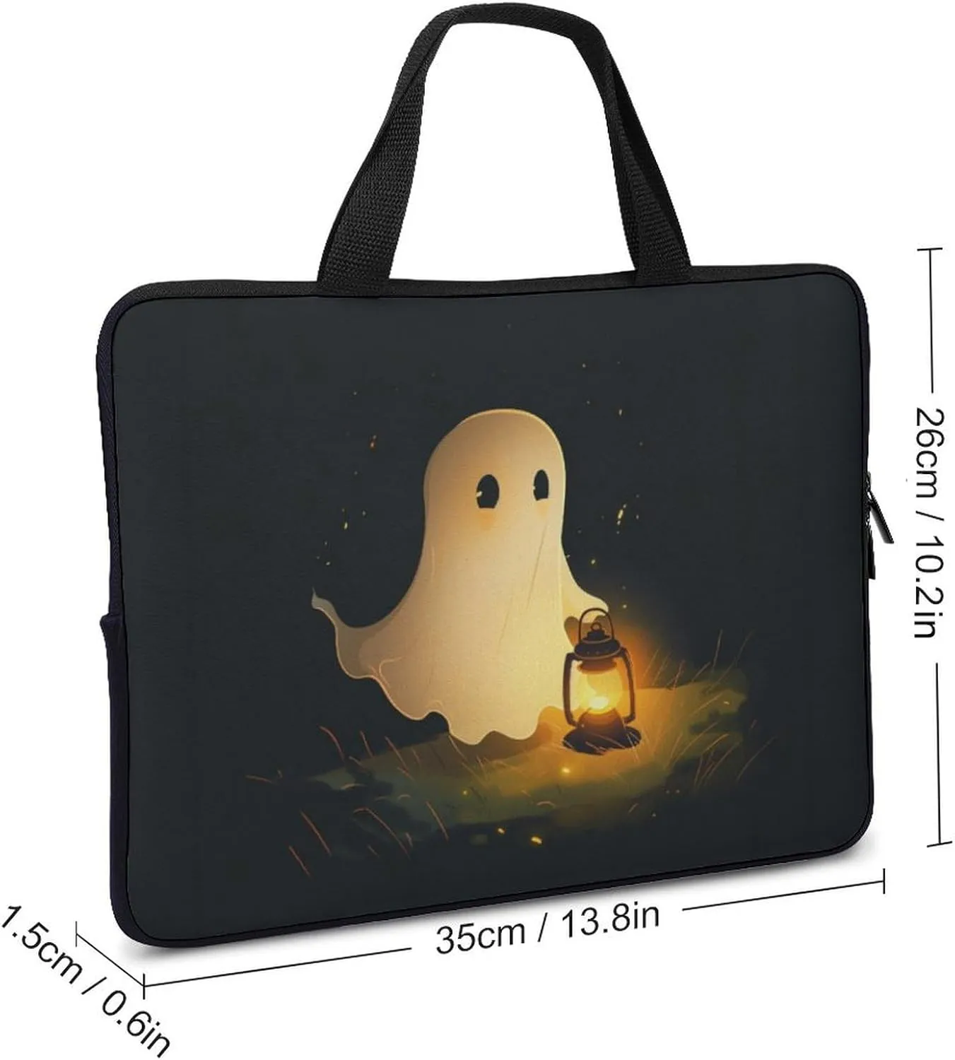 Cute Ghost Oil Lamp Laptop Bag Laptop Case Computer Messenger Bag with Adjustable Shoulder Strap