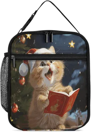 Cute Sing Christmas Carols Lunch Bag Insulated Large Capacity Lunch Box Reusable Lunch Tote Bag for Work Travel