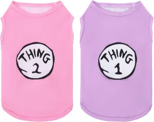 CuteBone Dog Shirts 2-Pack Soft Pet Clothes Breathable Summer Vest for Small Puppy and Stretchy Cat Apparel 2BX21XS-D