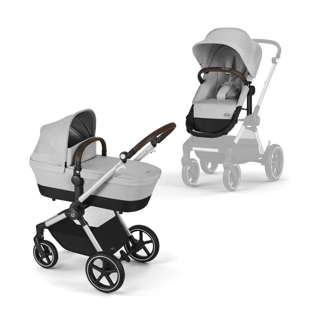 Cybex EOS 2-in-1 Stroller - Bassinet Stroller Converts to Toddler Stroller with One-Hand Recline - Bassinet and Toddler Seat Included, Reversible & Travel System Ready, Lava Grey