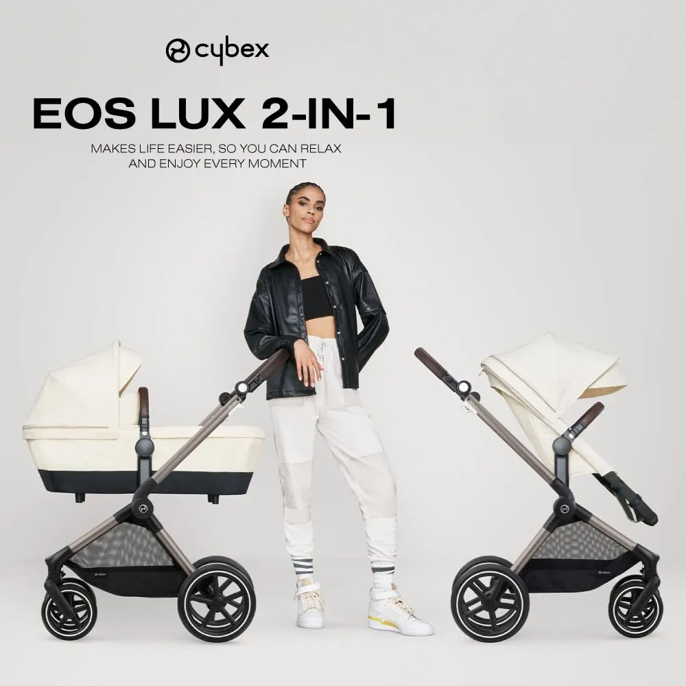 Cybex EOS 2-in-1 Stroller - Bassinet Stroller Converts to Toddler Stroller with One-Hand Recline - Bassinet and Toddler Seat Included, Reversible & Travel System Ready, Lava Grey