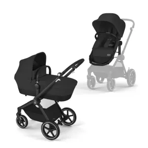 Cybex EOS 2-in-1 Stroller - Bassinet Stroller Converts to Toddler Stroller with One-Hand Recline - Bassinet and Toddler Seat Included, Reversible & Travel System Ready, Moon Black