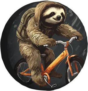 Cycling Sloth Tire Cover Outdoor Waterproof Snow Sun Rain Wheel Cover Portable Wheel Bags Camper Spare Tire Cover Universal Car Tire Protectors for Trailer RV SUV