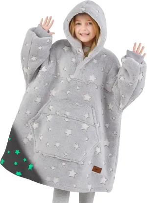 Degrees of Comfort Wearable Blanket Hoodie for Kids Teens, 6-13 YR Girls Boys, Soft & Cozy Sherpa