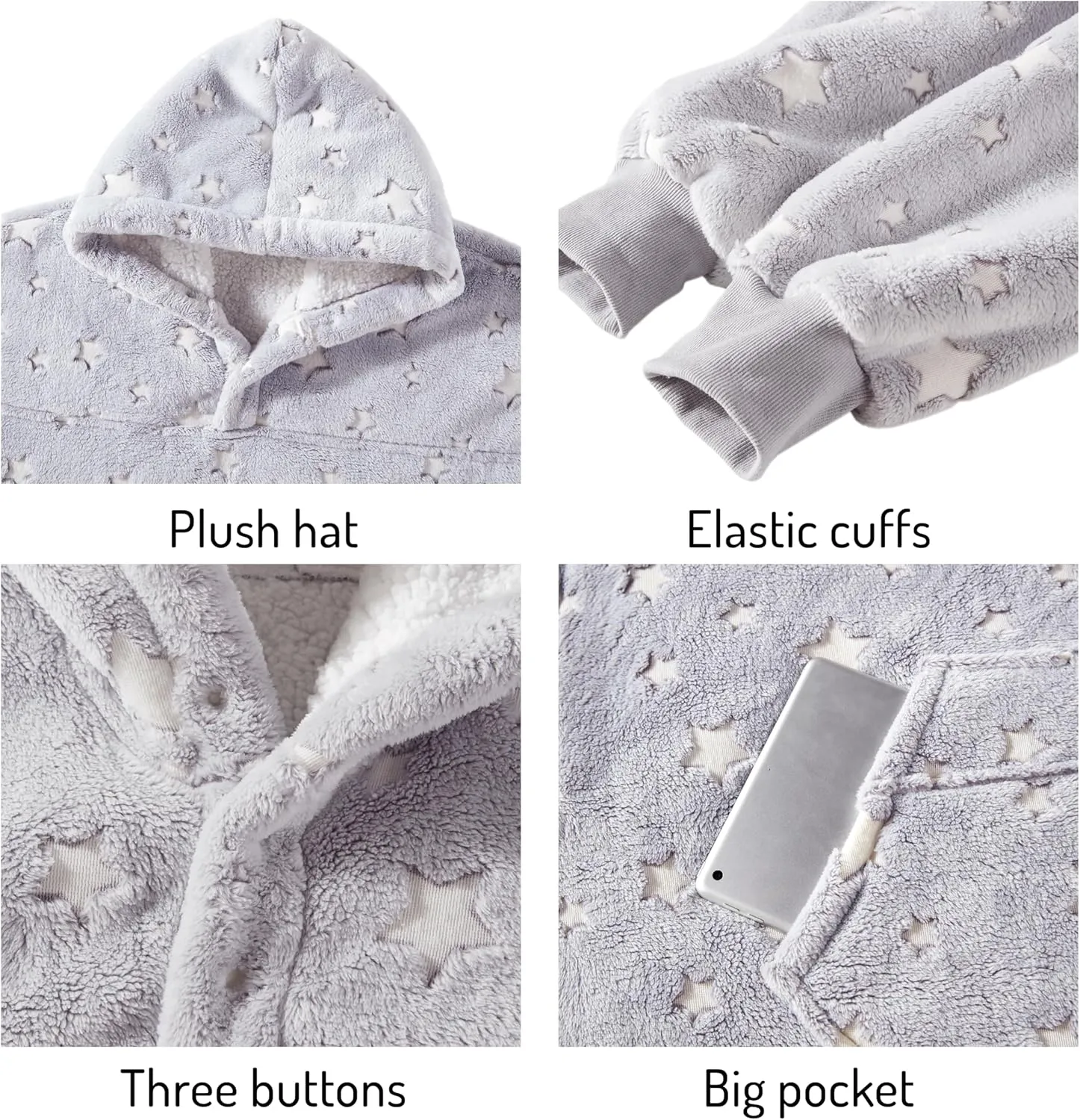 Degrees of Comfort Wearable Blanket Hoodie for Kids Teens, 6-13 YR Girls Boys, Soft & Cozy Sherpa