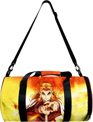 Demon Slay Large Capacity Travel Bag Gym Bag Kemitsu Sport Duffel Bag With Shoe Bag(Kyoujurou)