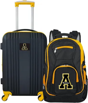 Denco Appalachian State University Mountaineers 2-Piece Luggage Set, Includes 21-inch Two-Tone Hardcase Spinner and 19" Laptop Backpack