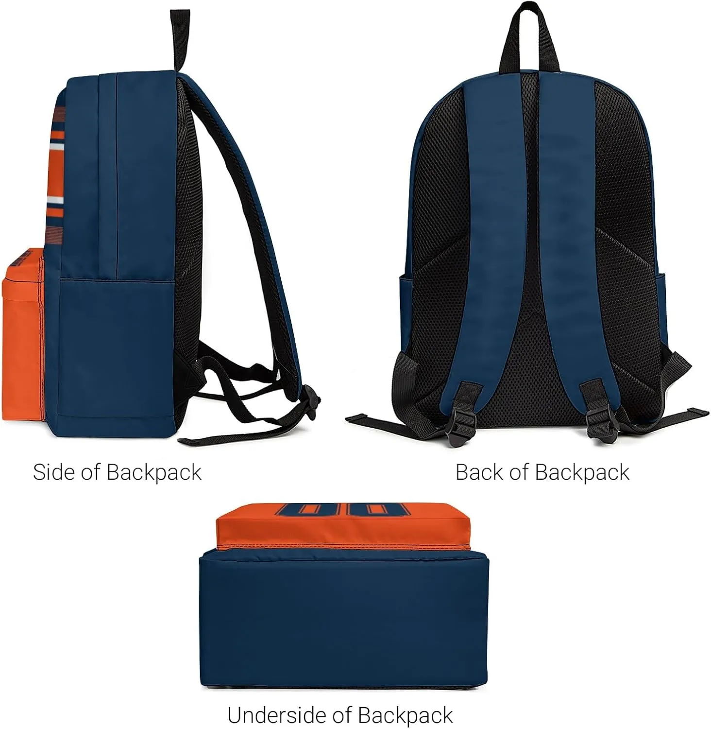 Denver Backpack Custom Name Number 17Inch Large Capacity Shoulder Travel Bag Personalized Laptop Bag Fans Gift for Boy Girl Men Women