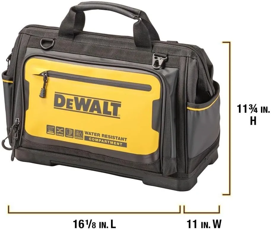 DEWALT Tool Bag, Water Resistant, Hard Bottom, 16-inch, Professional Tool Tote (DWST560103)