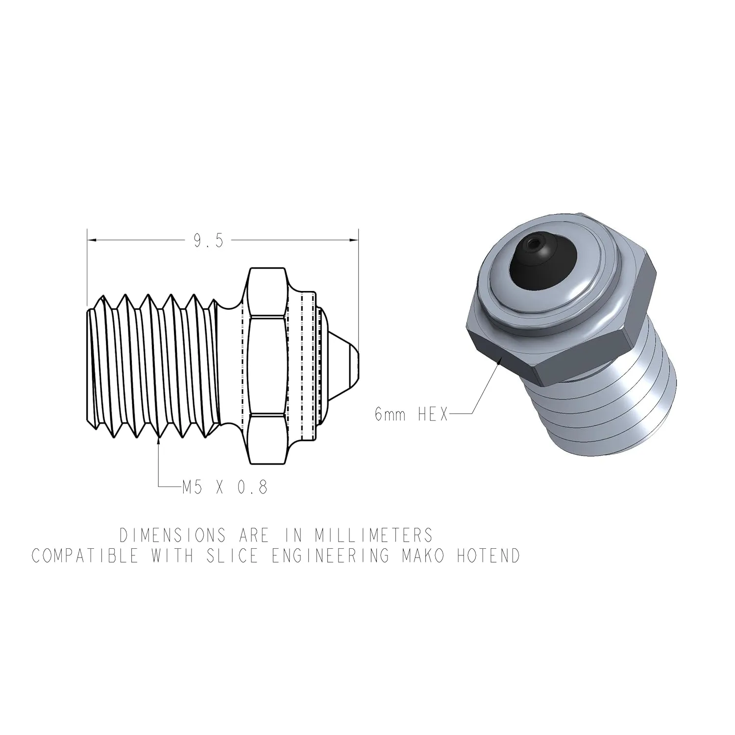 Diamondback Nozzles – MAKO/FIN Compatible – Polycrystalline Solid Diamond Tip 3D Printer Nozzles, Improved Extrusion, Any Filament, Long Life, Wear Resistant, Layer Adhesion, USA Made (0.4mm)
