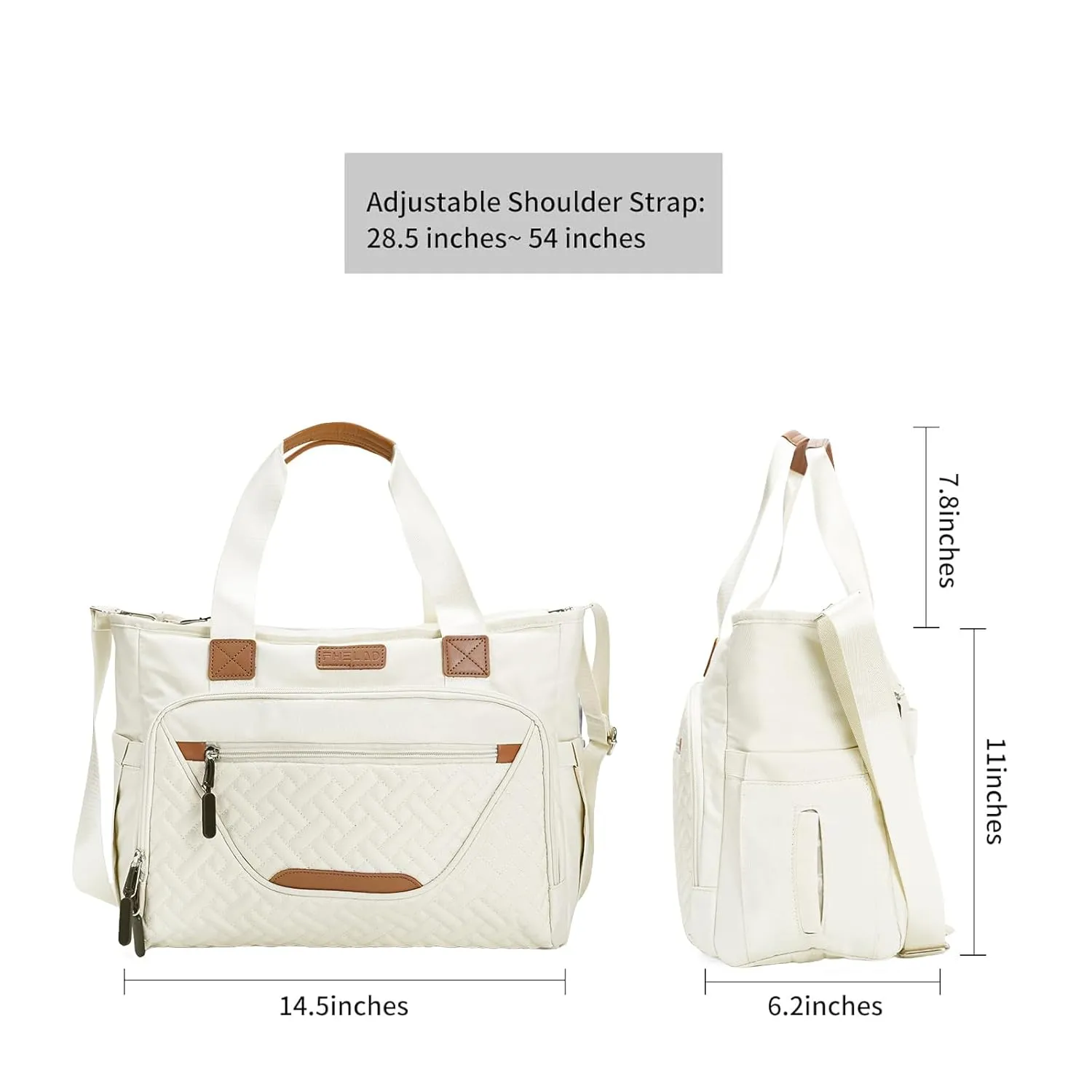 Diaper Bag Tote, Travel Diaper Tote with 16 Inch Laptop Compartment for Mom, Dry and Wet Compartment Messenger Baby Bag Waterproof (Beige)