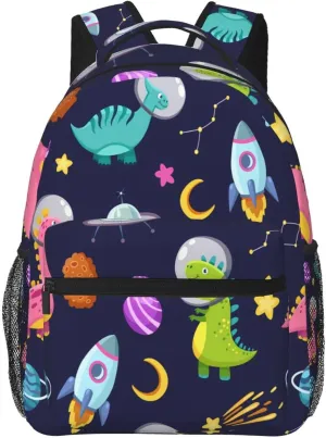 Dinosaur Space Galaxy Nebula Moon Backpack Laptop Backpack Sports Travel Shoulder bag Light casual backpack