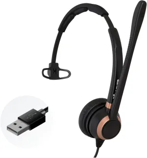 Discover D711U Professional Single Speaker Wired USB Headset for PC, Laptop, Mac | Compatible with Teams, Zoom, Webex, Jabber, Avaya, RingCentral and More