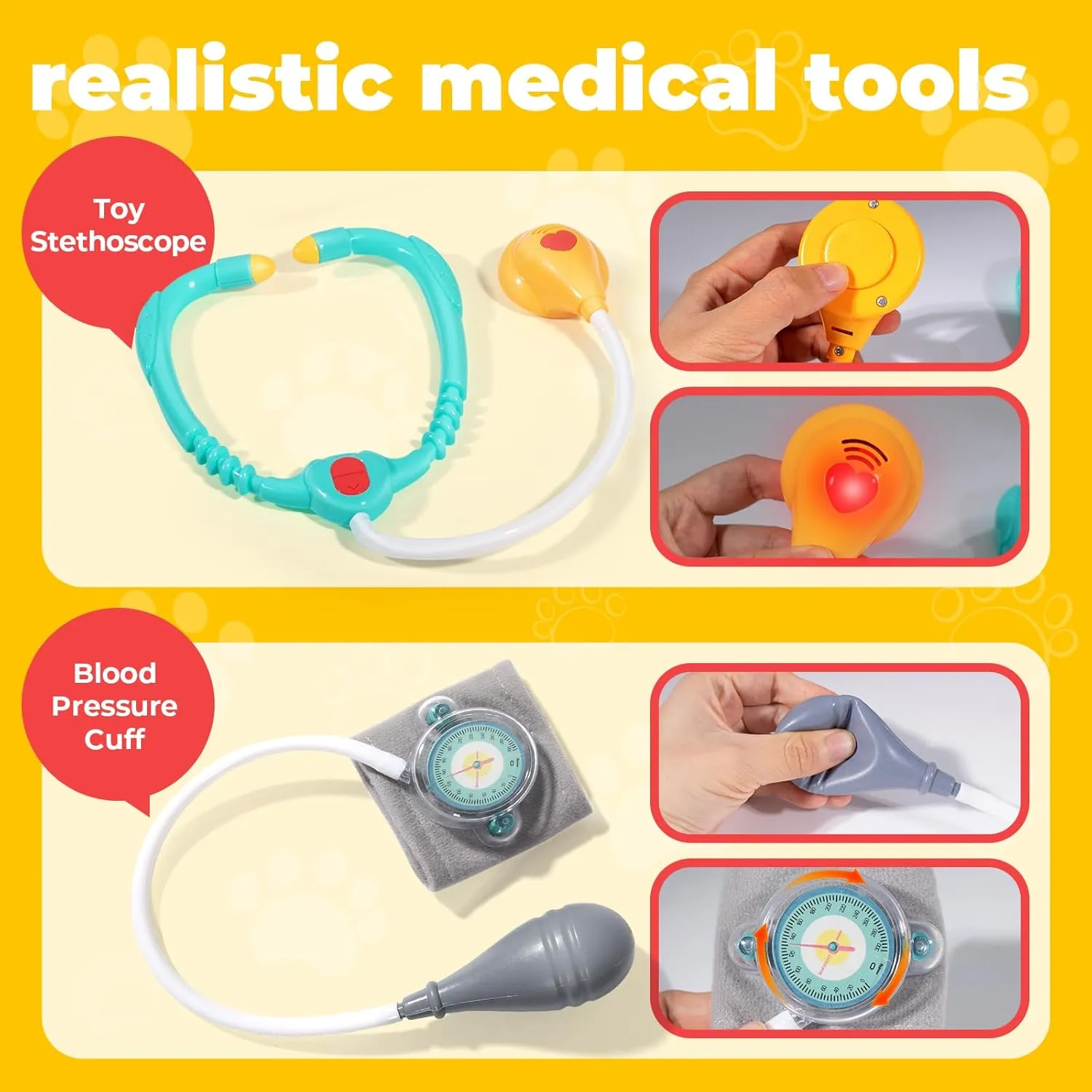 Doctor Kit for Toddlers 3-5 - Preschool Pretend Play Medical Kit with Dog Toy, Stethoscope, Blood Pressure Cuff and Carrying Bag- Dress Up Toys for Kids Ages 3  Years
