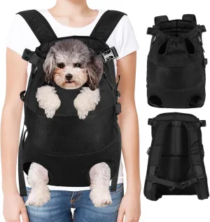 Dog Carrier Backpack - Legs Out Front - Facing Pet Carrier Backpack for Small Medium Large Dogs, Airline Approved Handsa - Canvas Mesh Free Cat Travel Bag (Black)