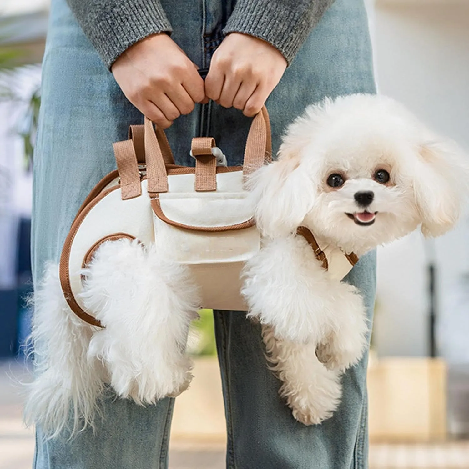 Dog Cat Carrier, Adjustable Breathable Pet Carrier Travel Bag, Pet Traction Shoulder Pouch Bag, Comfort Carriers for Dogs, Cats, Pet Handbag for Outdoor, Shopping, Camping (L)