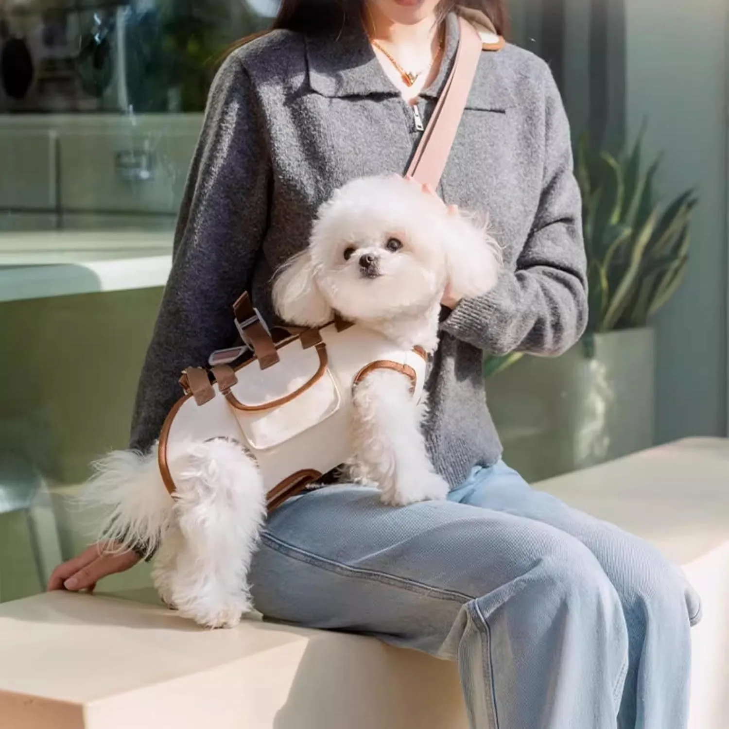 Dog Cat Carrier, Adjustable Breathable Pet Carrier Travel Bag, Pet Traction Shoulder Pouch Bag, Comfort Carriers for Dogs, Cats, Pet Handbag for Outdoor, Shopping, Camping (L)