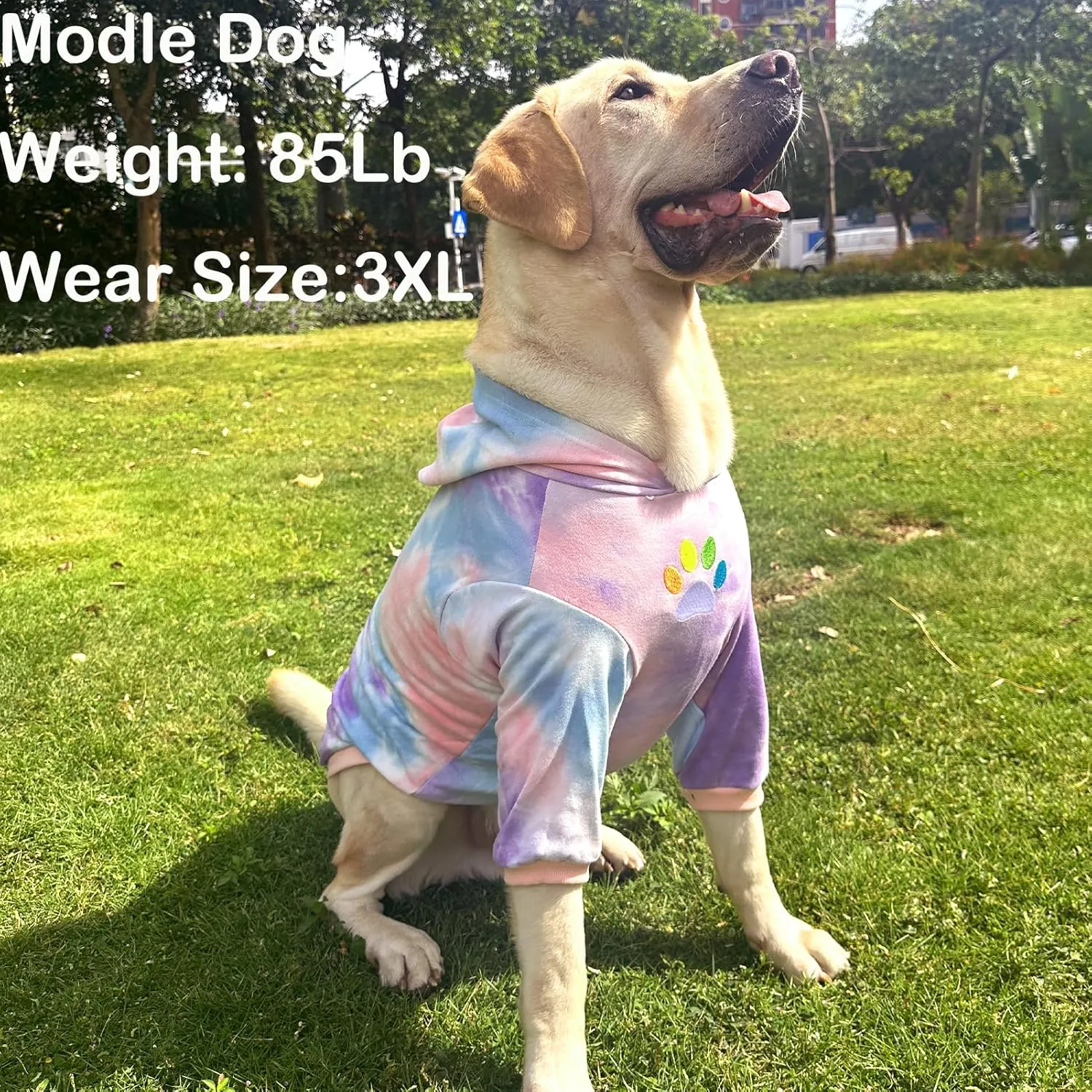 Dog Cotton Tie dye Hoodie Pullover Sweatshirts Soft and Stretch Pets Clothes Hooded for Large Dogs(Tie dye XL)