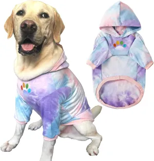 Dog Cotton Tie dye Hoodie Pullover Sweatshirts Soft and Stretch Pets Clothes Hooded for Large Dogs(Tie dye XL)
