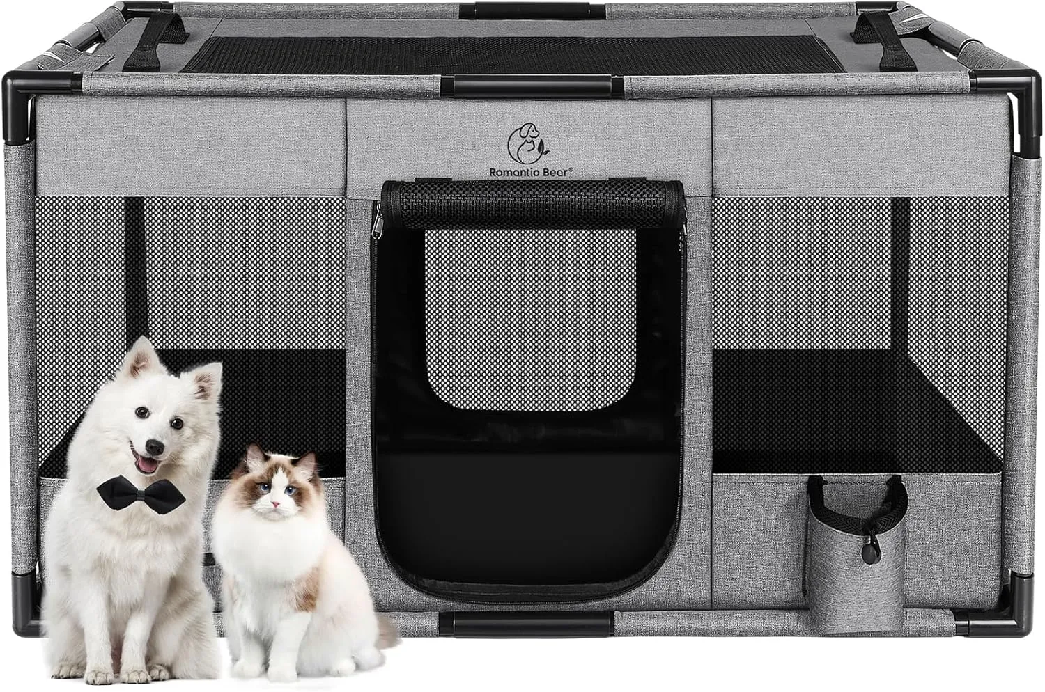 Dog Playpen,Fabric Mesh Dog Fence, Portable Soft Dog Cat Kennel Crate,Breathable Exercise Pet Play Pen for Dogs,PVC Pipe Frame,Indoor Outdoor Pet Fence Cage for Small Animals with Carrying Case(M)