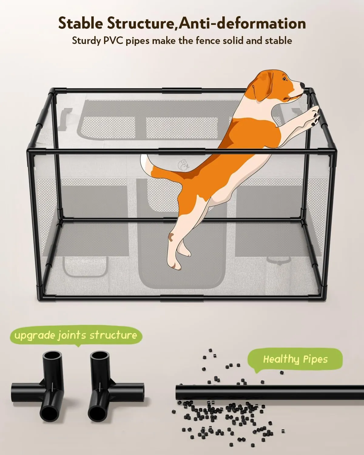 Dog Playpen,Fabric Mesh Dog Fence, Portable Soft Dog Cat Kennel Crate,Breathable Exercise Pet Play Pen for Dogs,PVC Pipe Frame,Indoor Outdoor Pet Fence Cage for Small Animals with Carrying Case(M)