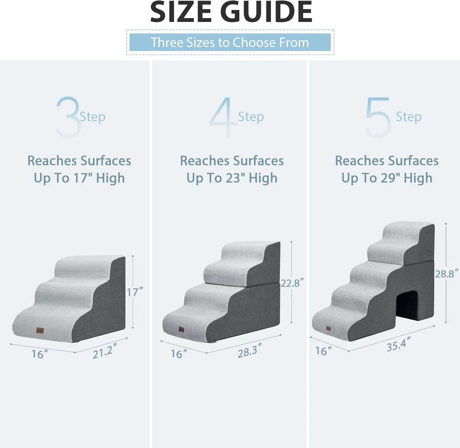 Dog Stairs for High Beds, 4-Step Dog Steps for Small Dogs and Cats, Foldable Pet Stairs for High Bed Climbing, Non-Slip Balanced Pet Step Indoor, Dark Grey