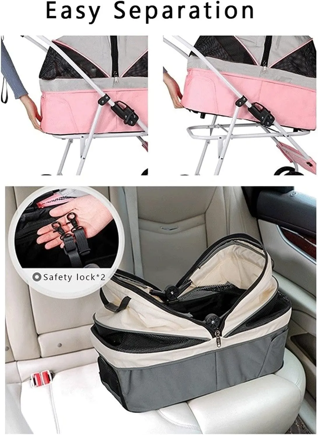 Dog Stroller for Medium Small Dogs 20kg, Foldable 4-Wheel Pet/cat Stroller, Breathable Dog Pram Large Capacity Net Bag, Pet Stroller Pushchair with Stroller Fan
