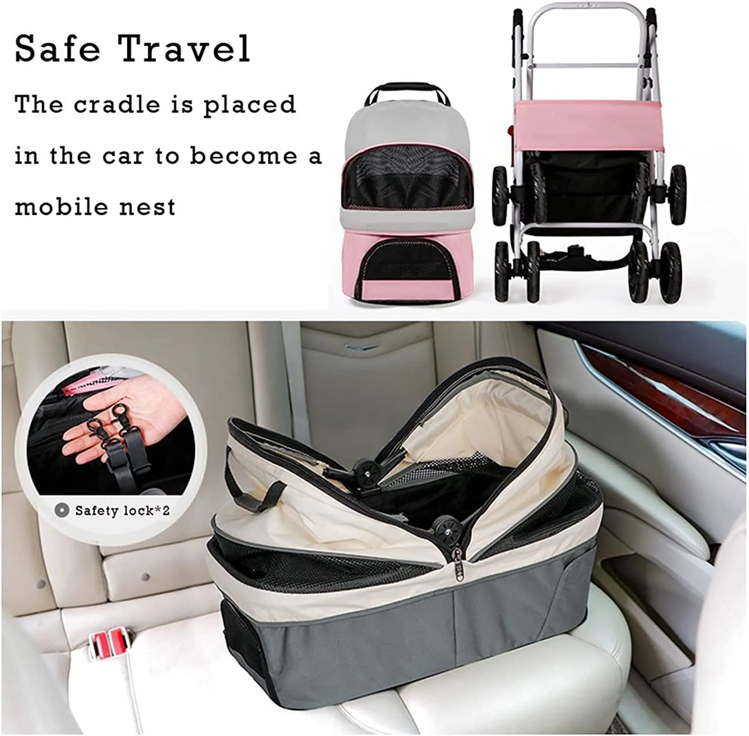 Dog Stroller, Pet Dog Stroller for Medium Small Dogs 20kg, Foldable Cat Stroller, Breathable Dog Pram Large Capacity Net Bag, Pet Stroller Pushchair with Stroller Fan