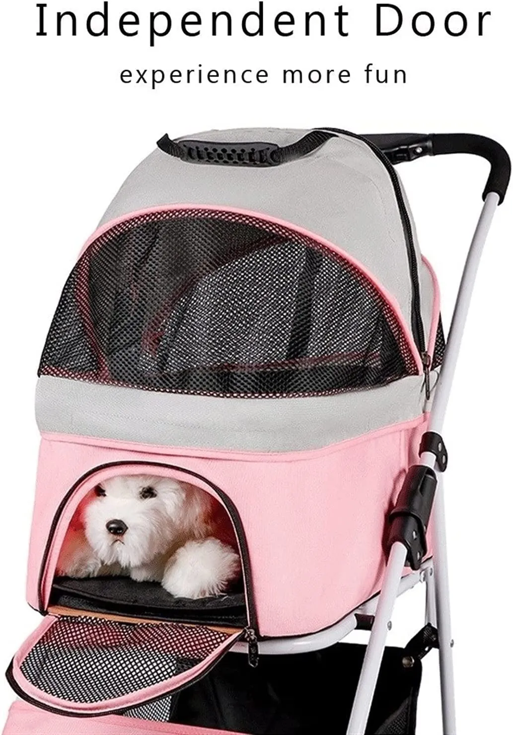 Dog Stroller, Pet Dog Stroller for Medium Small Dogs 20kg, Foldable Cat Stroller, Breathable Dog Pram Large Capacity Net Bag, Pet Stroller Pushchair with Stroller Fan