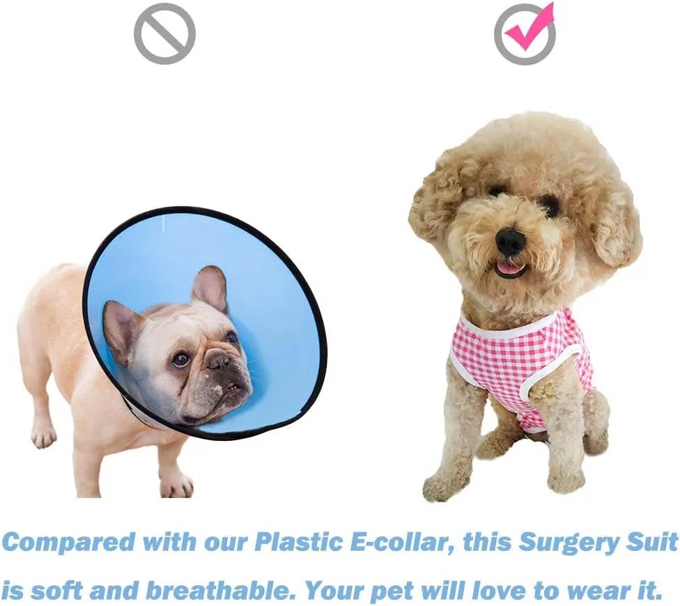 Dog’s Recovery Suit Post Surgery Shirt for Puppy, Wound Protective Clothes for Little Animals(Black White Plaid-s)
