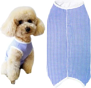 Dog’s Recovery Suit Post Surgery Shirt for Puppy, Wound Protective Clothes for Little Animals(Blue White Plaid-s)