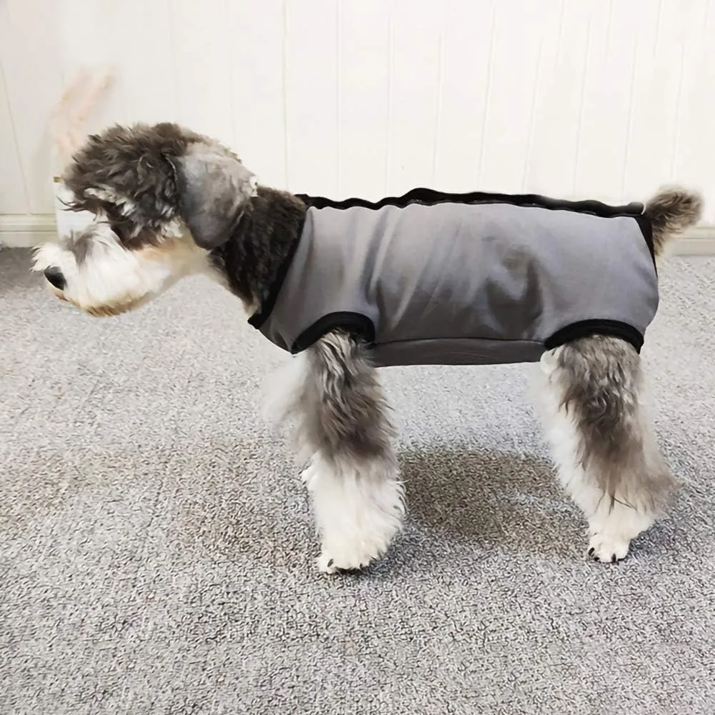 Dog’s Recovery Suit Post Surgery Shirt for Puppy, Wound Protective Clothes for Little Animals(Grey-XL)