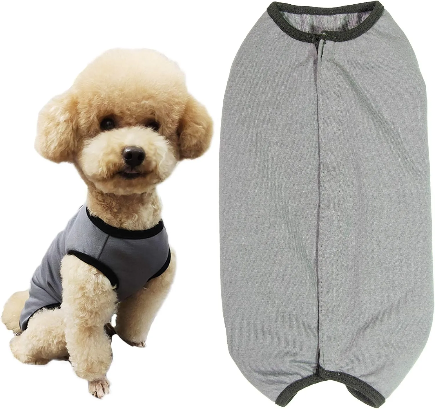 Dog’s Recovery Suit Post Surgery Shirt for Puppy, Wound Protective Clothes for Little Animals(Grey-XL)
