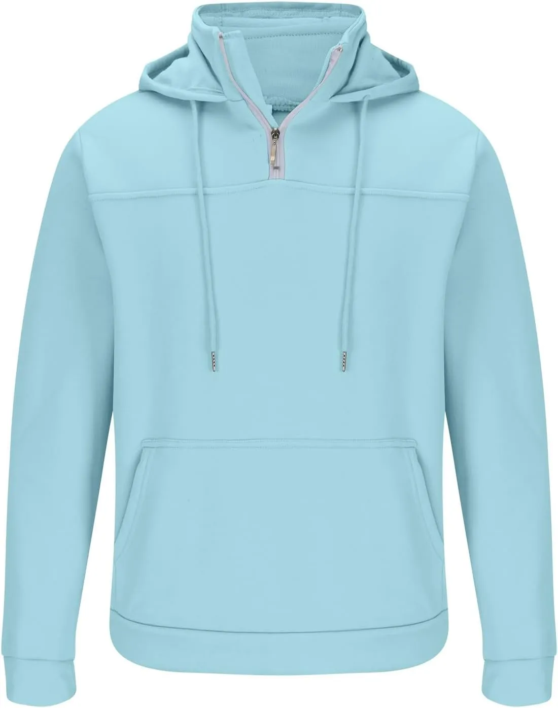 DOLKFU Men's Quarter Zip Hoodies Simple Solid Color Long Sleeve Sweatshirts Loose Fit Trendy Hooded Tops with Pocket