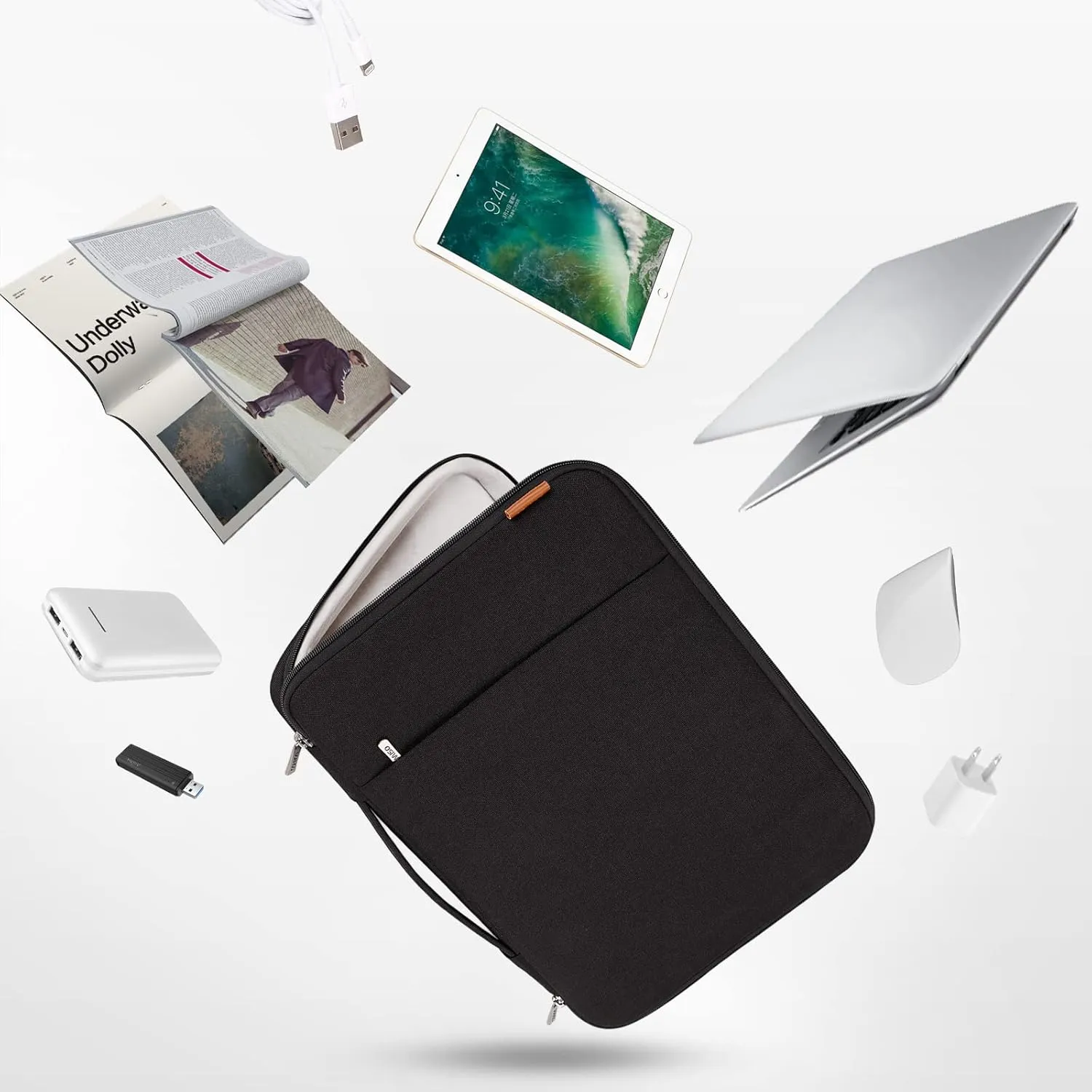 DOMISO 14 inch Laptop Sleeve Case Water Resistant Shockproof Protective Computer Bag for 14" Notebook/15 MacBook Pro/Acer Swift 3/HP Stream 14/Lenovo ThinkPad Yoga/Dell/Asus with Accesory Bag,Black