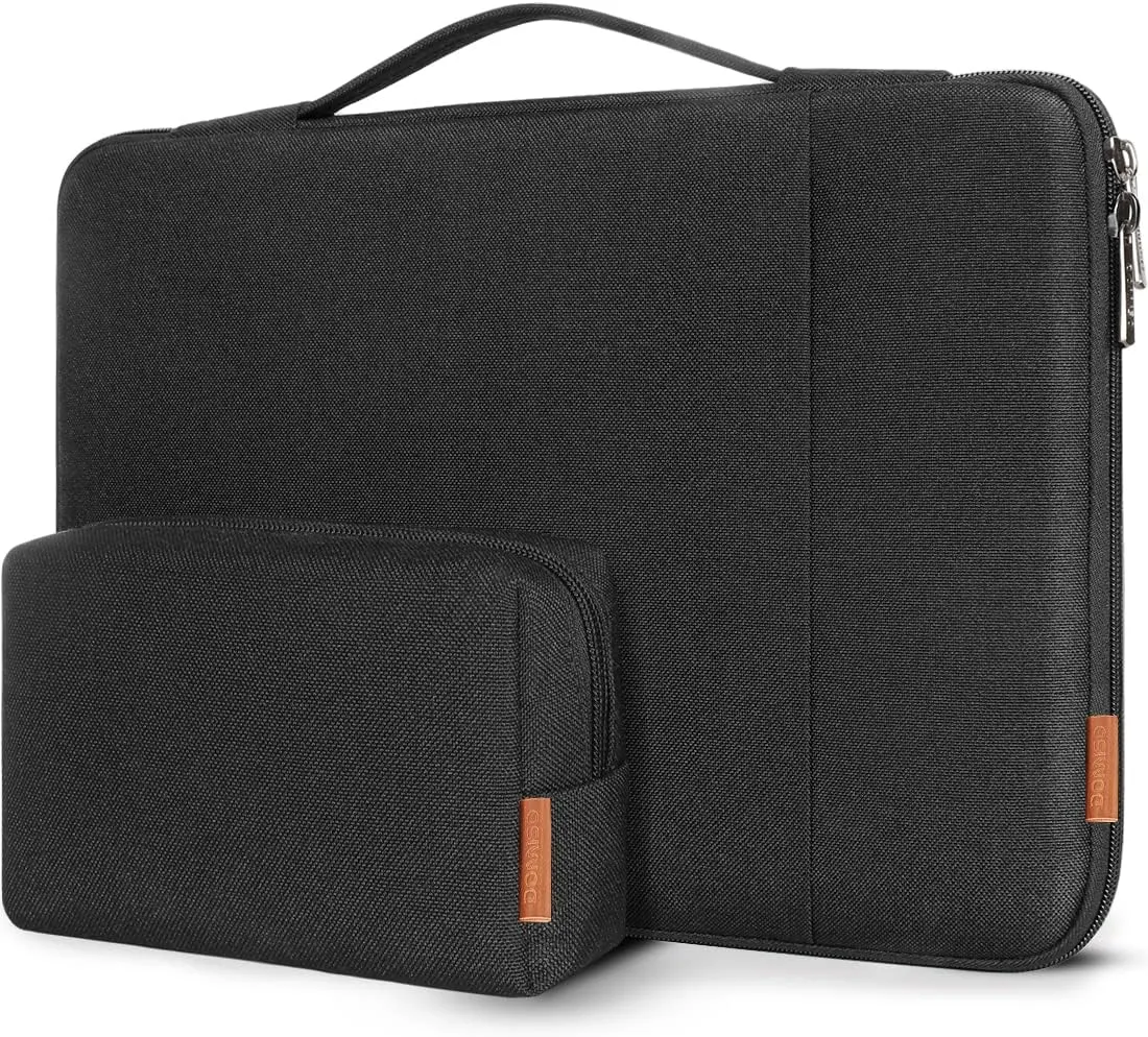 DOMISO 14 inch Laptop Sleeve Case Water Resistant Shockproof Protective Computer Bag for 14" Notebook/15 MacBook Pro/Acer Swift 3/HP Stream 14/Lenovo ThinkPad Yoga/Dell/Asus with Accesory Bag,Black