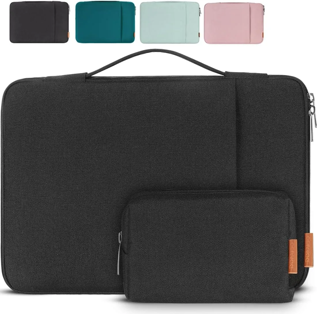 DOMISO 14 inch Laptop Sleeve Case Water Resistant Shockproof Protective Computer Bag for 14" Notebook/15 MacBook Pro/Acer Swift 3/HP Stream 14/Lenovo ThinkPad Yoga/Dell/Asus with Accesory Bag,Black