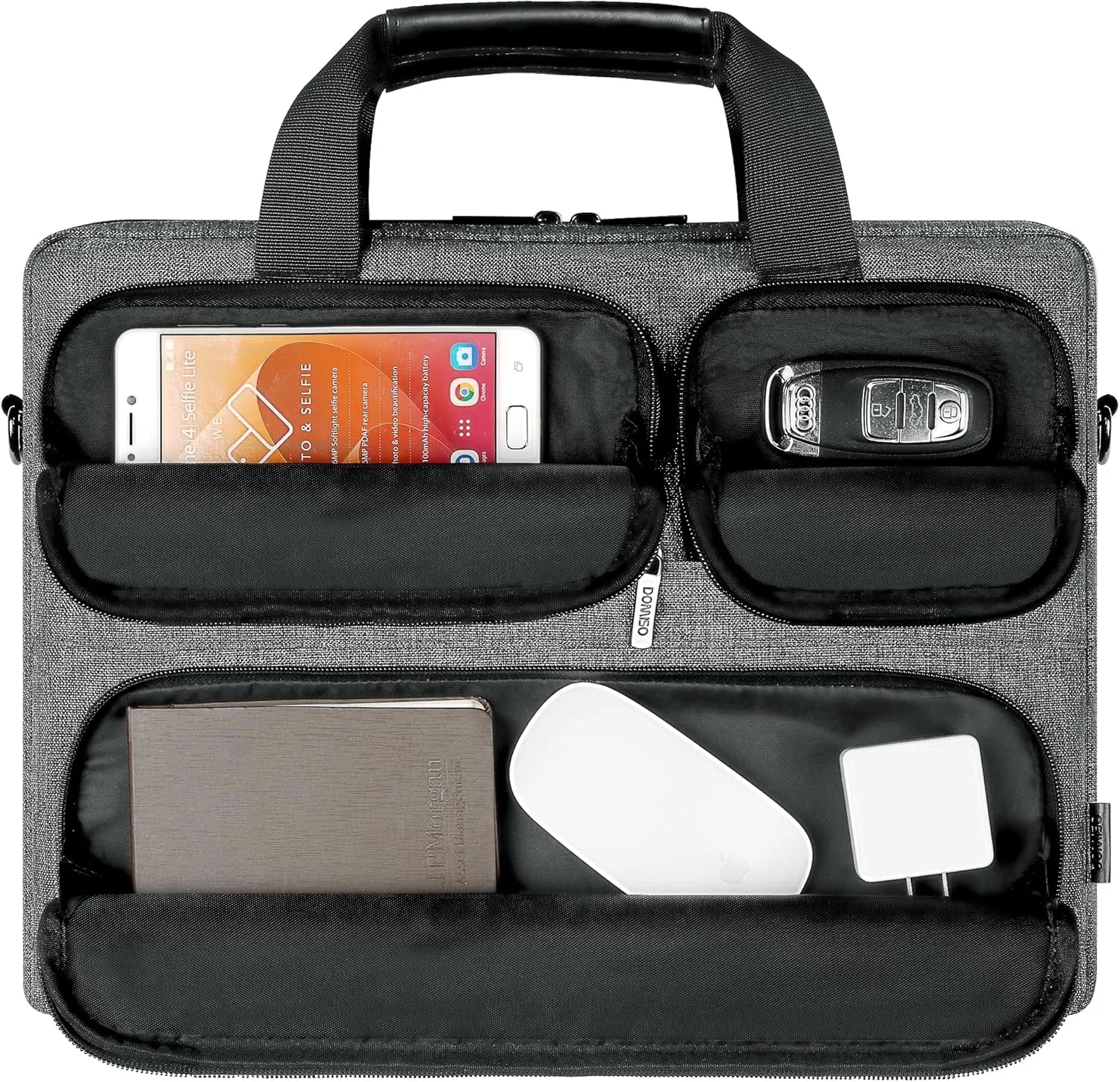 DOMISO 15-15.6 Inch Laptop Sleeve Waterproof Laptop Case Business Briefcase Portable Computer Bag with Shoulderstrap for HP ProBook/Acer/Dell Precision,Dark Grey