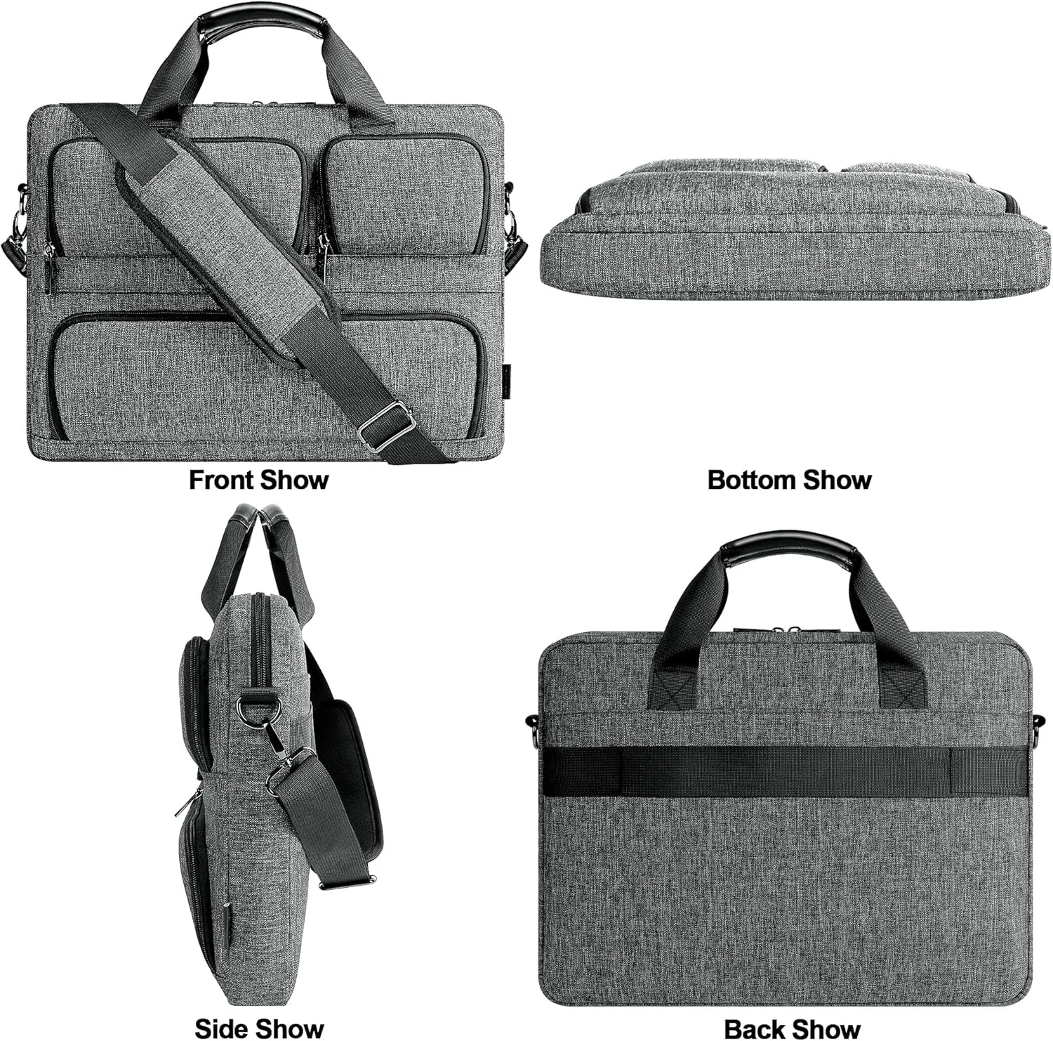 DOMISO 15-15.6 Inch Laptop Sleeve Waterproof Laptop Case Business Briefcase Portable Computer Bag with Shoulderstrap for HP ProBook/Acer/Dell Precision,Dark Grey