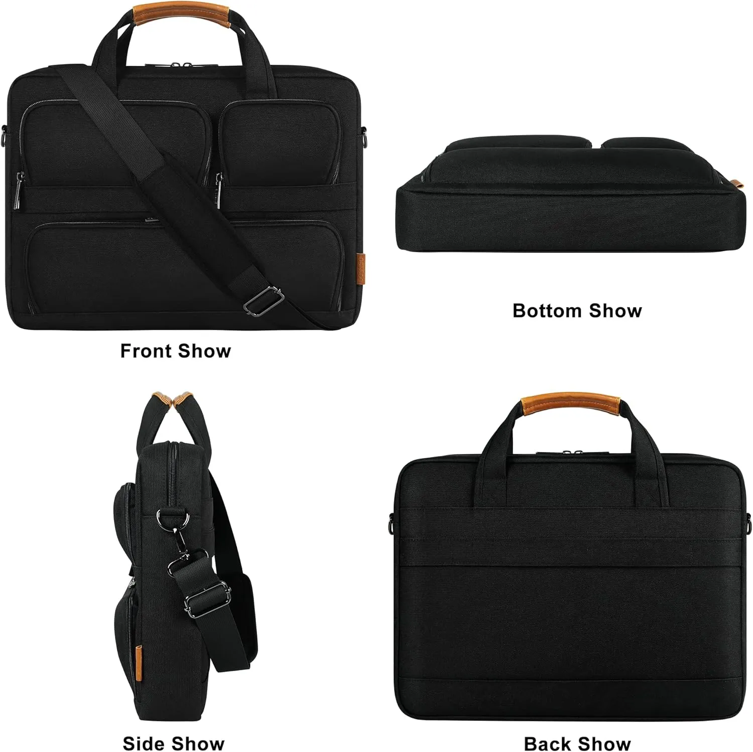 DOMISO 15-15.6 Inch Laptop Sleeve Waterproof Laptop Case Business Briefcase Portable Computer Bag with Shoulderstrap for Lenovo ThinkPad/Asus/HP ProBook/Acer/Dell Precision,Black