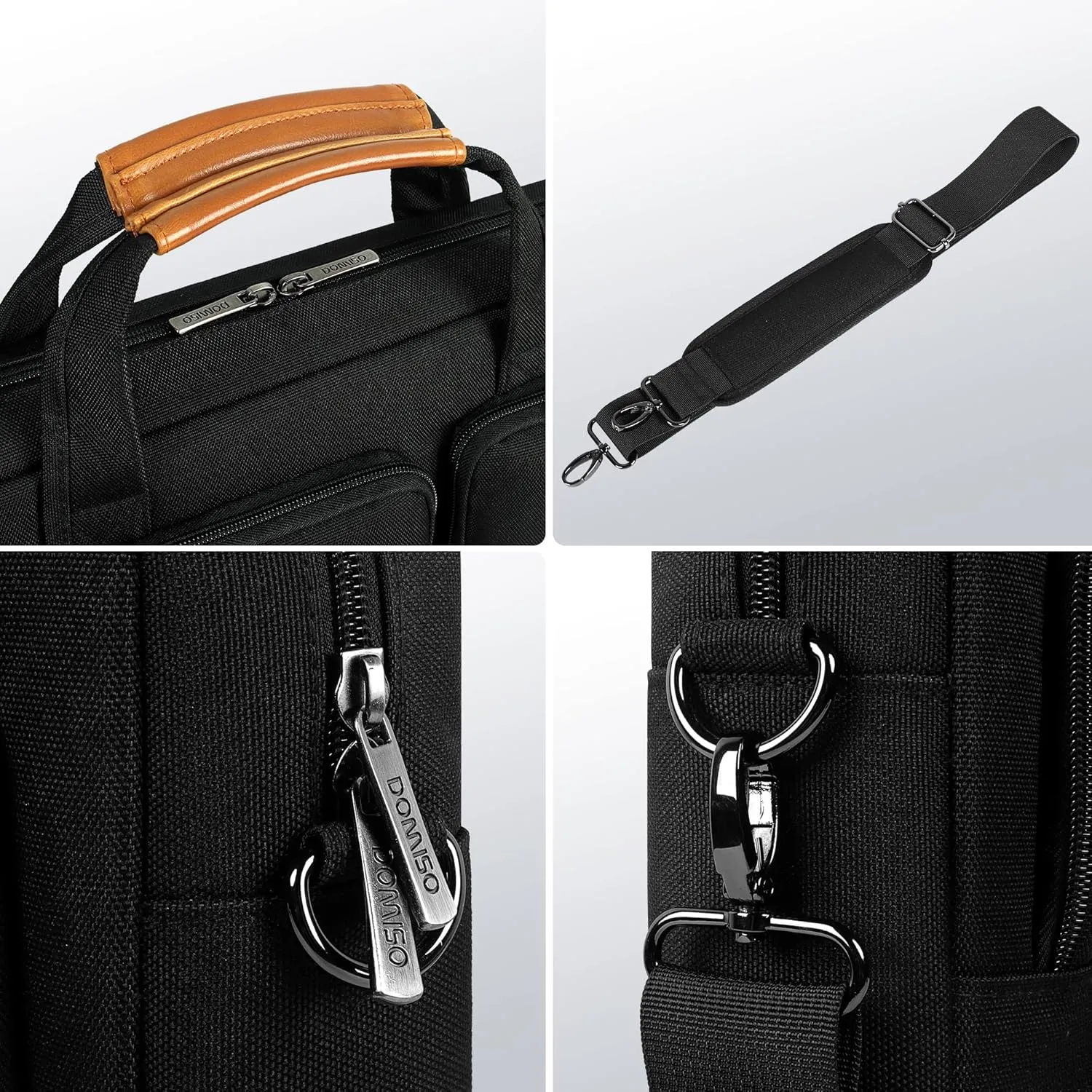 DOMISO 15-15.6 Inch Laptop Sleeve Waterproof Laptop Case Business Briefcase Portable Computer Bag with Shoulderstrap for Lenovo ThinkPad/Asus/HP ProBook/Acer/Dell Precision,Black